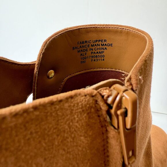 Alfani Boots Womens Size 9 Cognac Faux Suede Ankle Booties Block Heel Zip PAAMF - Picture 4 of 10